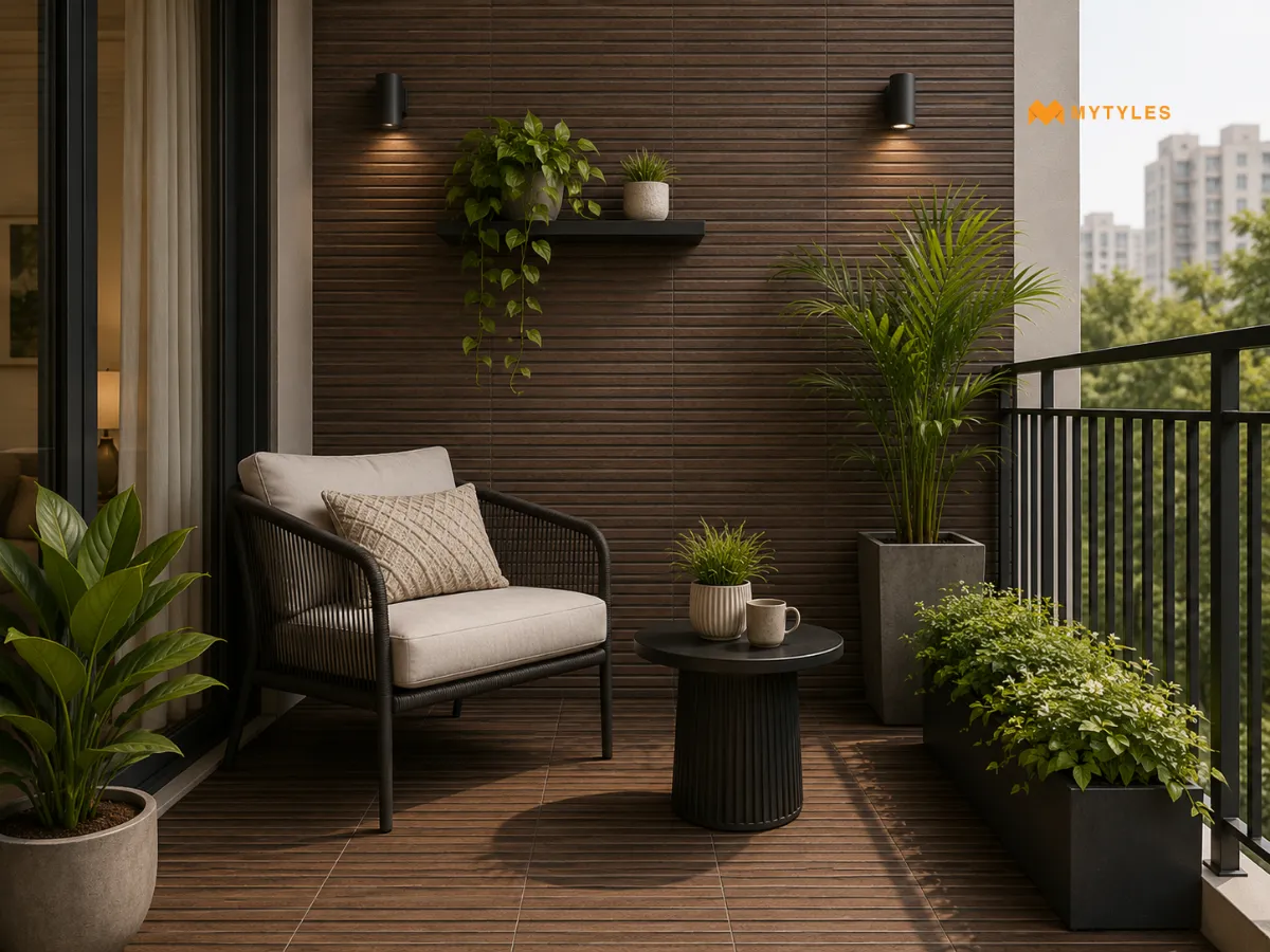 Brown Elevation Wall Tile in Balcony